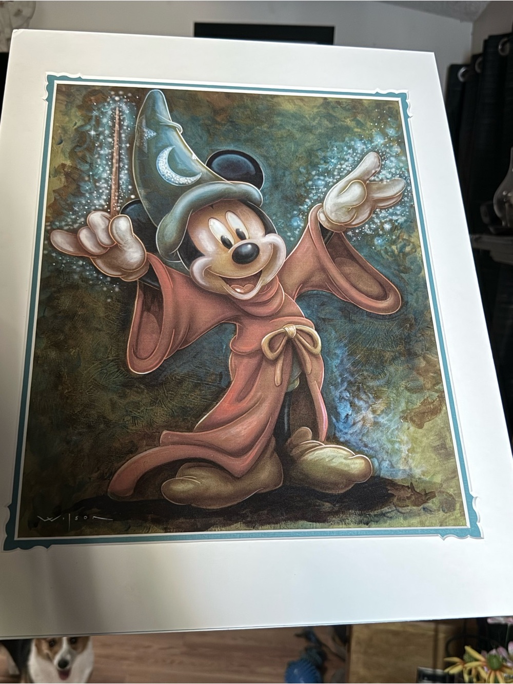 Disney Sorcerer Mickey Print — Teal, Red, Gold Accents